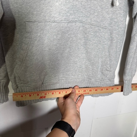 Aerie V-Neck Hoodie Gray Oversized Size XXS Super Soft Ribbed Off The Shoulder - Picture 6 of 10